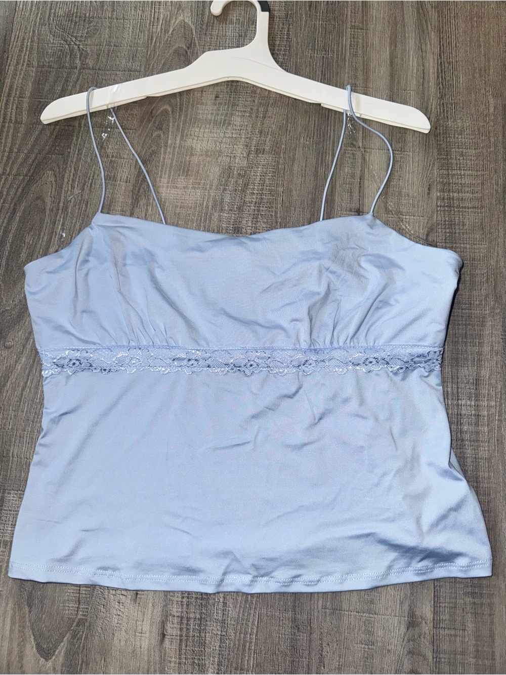 Wild Fable Women's Lace Trim Tank Top Light Blue Women's Large New With Tags